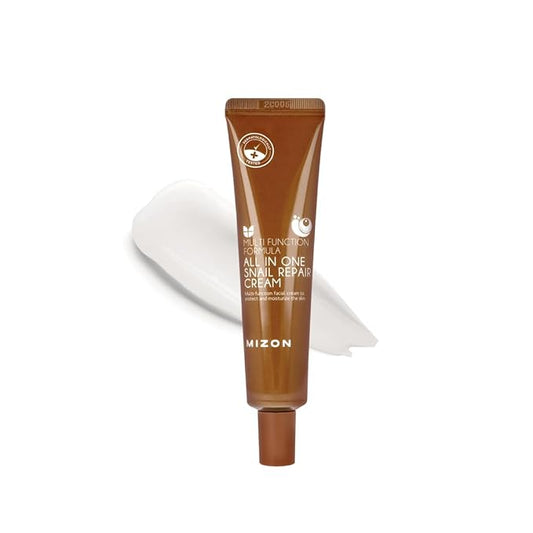 MIZON All-in-One Snail Repair Cream – Korean Face Moisturizer with Snail Mucin & 12 Natural Extracts – Hydrating & Nourishing Cream for Fine Lines, Wrinkles & Blemish Care | Travel Size(1.18 Fl Oz)