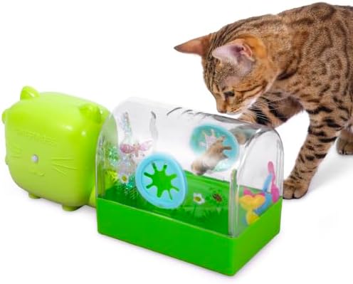 Catstages 2-in-1 Air Blaster Play Set Cat Toy, 2 Interchangeable Toys, Terrarium & Dancing Cactus, 1 Battery-Operated Fan