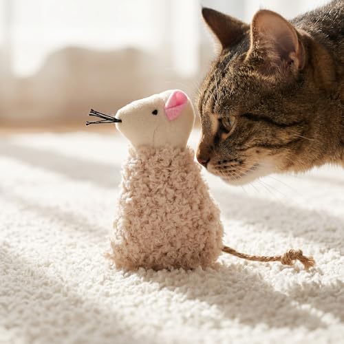 Veemoon 3 Pcs Refillable Catnip Toys for Cats, 3.54 Inches Catnip Toy Mouse, Indoor Kitten Plush Interactive Teething Chew Kicker Hunting Boredom Relief Pet Accessories