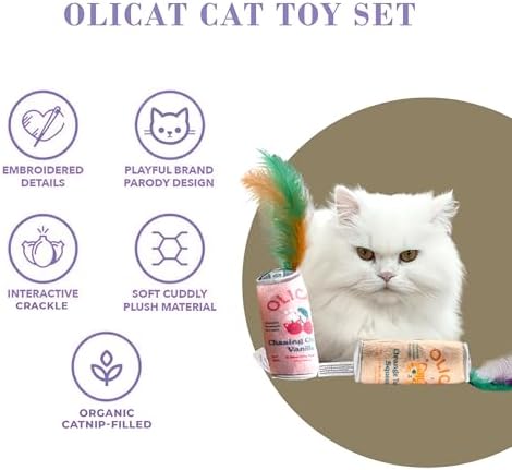 Haute Diggity Kitty Olicat Cherry + Orange Set, Soft Plush Cat Toys