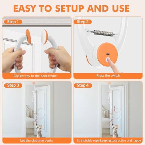 Wortade Automatic Hanging Cat Toy, Interactive Electric cat Teaser, Orange
