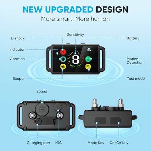 MODUS Dog Bark Collar, Rechargeable Anti Barking Training Collar with 8 Adjustable Sensitivity, IP67 Waterproof Bark Shock Collar with Beep Vibration Shock for Large Medium Small Dogs(Outdoor&Indoor)