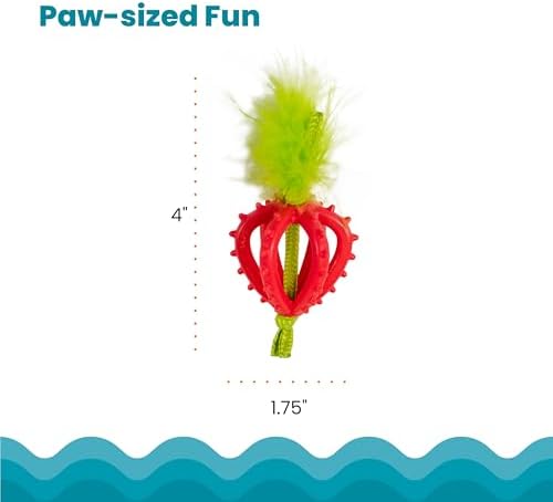 Catstages Dental Strawberry Teether Cat Chew Toy with Catnip, 4"