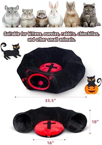 Gothic Coffin Tunnel Cat Bed, Washable, Fits Cat up to 25 lbs