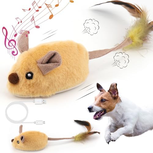 Interactive Dog Toys, Fake Mouse Moving Dog Toy with Automatic Sensor