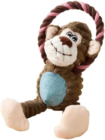 Dog Toys Ring-Tailed Long-Legged Monkey Shaped Plush Dog Toy with Internal Squeaker and Bite Resistant Material