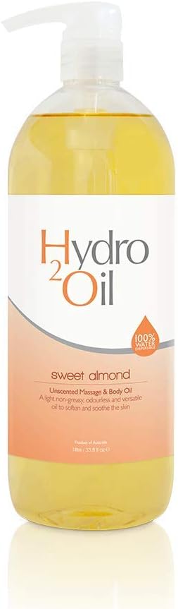 Hydro 2 Oil Sweet Almond Massage Oil 33.8 fl oz - Water Dispersible Formula with Sweet Almond Oil for Nourishing Relaxation