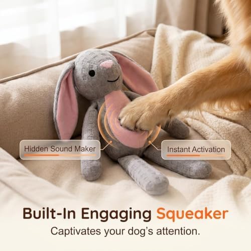 2026 Upgraded Indestructible Plush Dog Toy for Aggressive Chewers, Interactive Squeaky Chew Toy, Durable Teething Toy for Small, Medium & Large Dogs (Orange Fox)