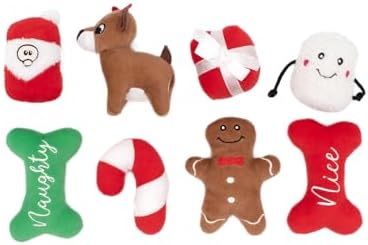 ZippyPaws Holiday Miniz Plush Refills for Hide & Seek Puzzle - Mixed 8 Pack