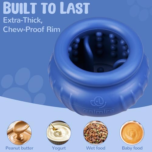 Wobbly Dog Enrichment Lick Toy, Stuffable Frozen Lick Bowl to Keep Dogs Busy, Long-Lasting Interactive Treat Dispensing Dog Toy, Silicone Fetch Catch Chew Toy(Dark Blue,S)