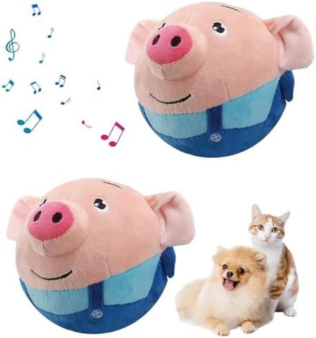 Active Moving Pet Plush Toy, 2026 Interactive Dog Toys Talking Moving Dog Ball Toy Washable Cartoon Pig Plush Sound Electronic Herding Ball for Dogs Shake Bounce Boredom Toys (Blue Pig 2pcs)