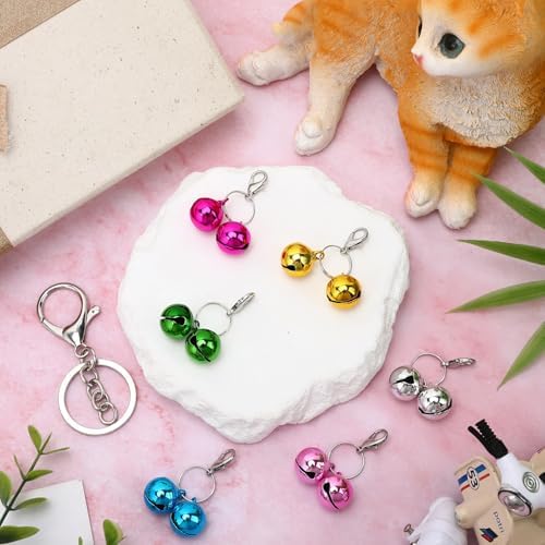 PETKNOWS 6 Pack Pet Bells for Dog Cat Collars, with Metal Keychain Clip