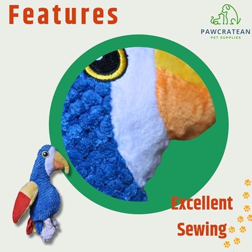 7" Squeaky Plush Toy for Puppies Small Dogs Self Etertainment Washable Soft Made [PET ONLY] (Yellow Wing Parrot)