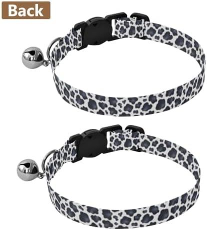 Black White Cow Spots Collar for Kitten, 2 Pack Decorative Pet Collar with Bell