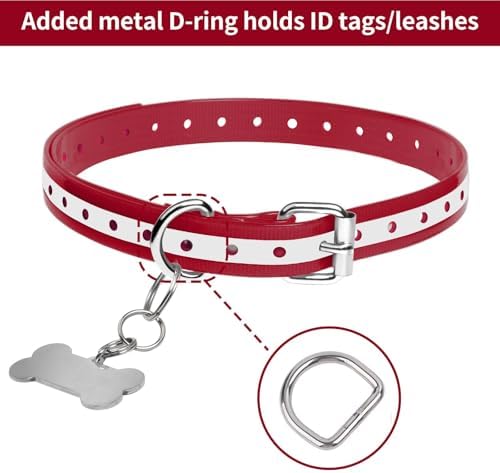Shock Collar Replacement Strap 2-Pack - Compatible with Jugbow, Bousnic, Slopehill 3/4 Inch Adjustable TPU Collar for Dogs | Waterproof & Reflective Design for Training, Walking