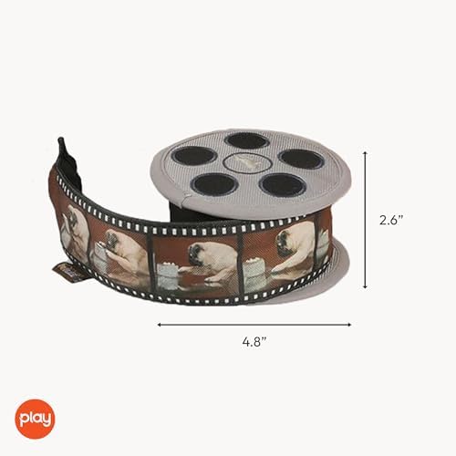 P.L.A.Y. Cute Plush Dog Toys - Hollywoof Cinema, Movie Themed Durable Squeaker Chew Toy, Great for Puppies & Small, Medium, Large Dog Breeds - Machine Washable, Recycled Materials (Momo's Movie Reel)