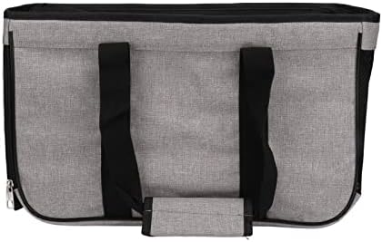 Breathable Cat Carrier with Roll - Up Door, Portable Soft Cat Travel Carrier for Small Cats and Puppies up to 7.5 kg, Oxford Cloth Pet Carrier with Double Zipper and (Grey with Black)