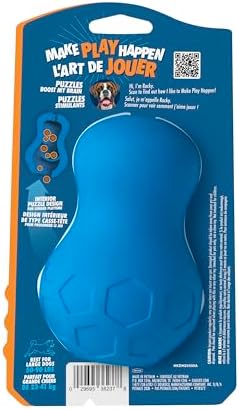 Chuckit! Tumble Teez Dog Treat Puzzle Toy, Large, Blue – Interactive Tumble‑Shaped Treat & Chew Puzzle Pod for Dogs 60–100 lb – Durable Rubber Fetch Toy with Interior Treat Chamber – Pack of 1