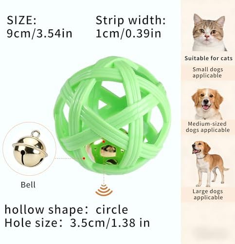 Dog Ball Toy with Bell for Small Dogs& Puppy, Small Dog Ball for Boredom Relief & Teething, TPR Chew Resistant Interactive Fetch Toy.