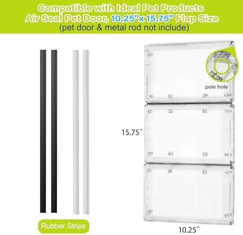 3-Panel Dog Door Flap with 4 Rubber Strips Fits Ideal Pet Product Flap 10.25"x15.75"