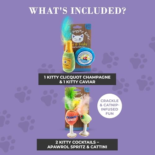 Haute Diggity Kitty Clicquot & Caviar + Kitty Cocktails Soft Plush Cat Toys