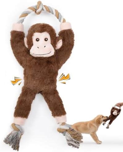 Interactive Tug of War Plush with Squeaker Durable Dog Rope Chew Toys