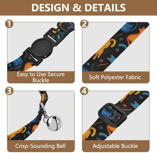 Cute Cats Black Cat Collars with Bell 2 Pack Pet Collar Adjustable 10.6 to 17.1 Inches