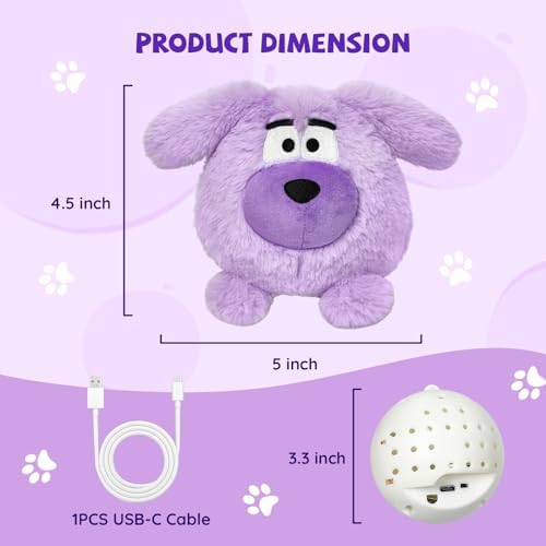 Moving Dog Ball, Jumping Squeaky Interactive Dog Toys, Plush Chew Toys for Medium/Large Dogs, USB Rechargeable (Purple)