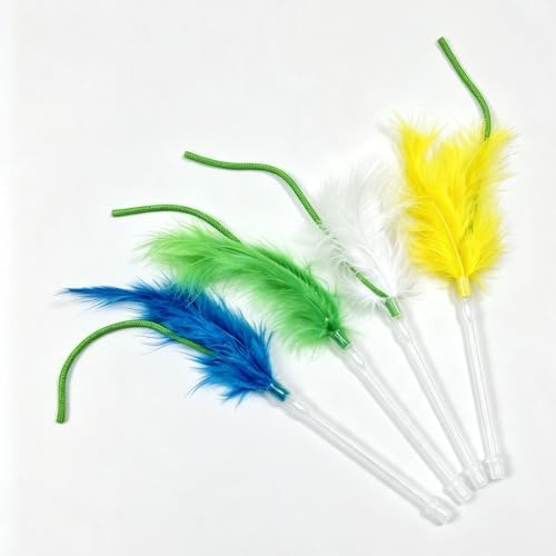Interactive Cat Toy for Indoor Cats - Rechargeable Automatic Feather Wand with Motion Sensor, 3 Play Modes, Squeaky Mouse Sound, Hide & Seek Exercise Toy for Bored Kittens & Adult Cats (Supplies)