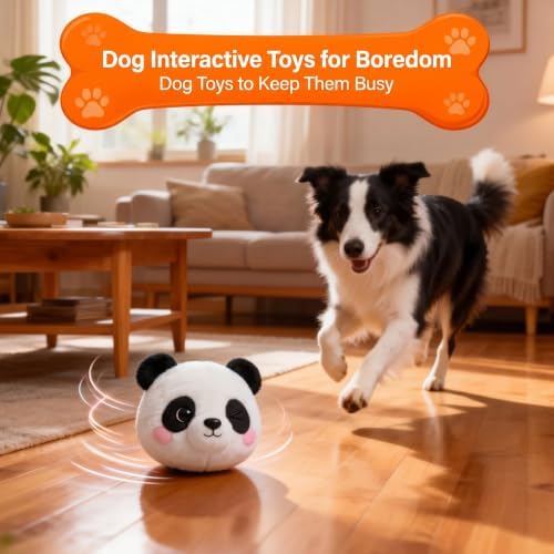 Interactive Dog Toy, 3 Modes Bouncing Talking Squeaky Dog Toy(Panda)