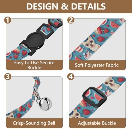 2 Pack Cats Collar Cute Dog Blue Small Dog Collar with Bell, Adjustable Length 10.6" to 17.1"
