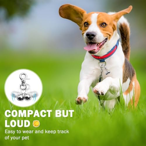 SCENEREAL Bells for Dog Collars - 2 Pack Pet Hanging Ring Bell Accessories for Dog & Cat, Pet Pendant Collar Charm with Heavy Duty Snap Clips