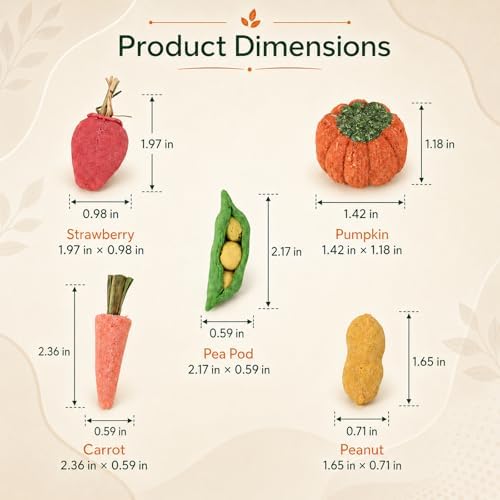 HERCOCCI 15Pcs Guinea Pig Chew Toys, Hamster Toys Prevent Excessive Teeth Growth Natural Vegetables Carrot & Timothy Grass for Guinea Pig Rabbit Chinchillas Gerbil