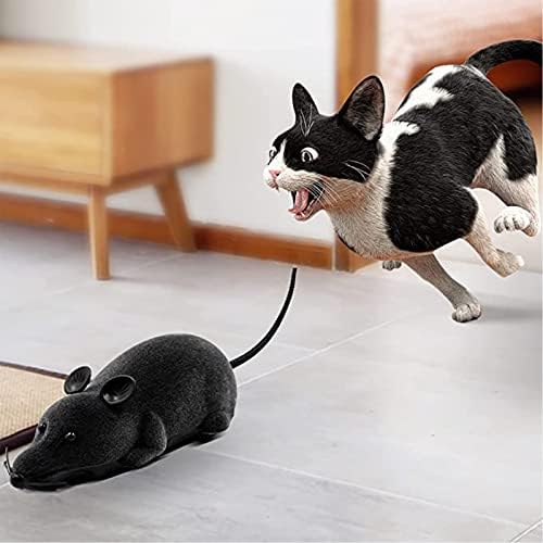 Remote Control Rat Toy, Electric RC Mouse Toy Emulation Flocking Rat Toy Interactive Cat Toys Pet Toys Funny Wireless Chasing Prank Joke Scary Trick Rats Animal for Pets Novelty Gift