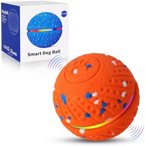 Interactive Dog Ball, Smart Moving Dog Toy with Colorful Lights, 3 Interactive Modes and TPU Material, Bouncing Ball for Dogs to Keep Them Entertained