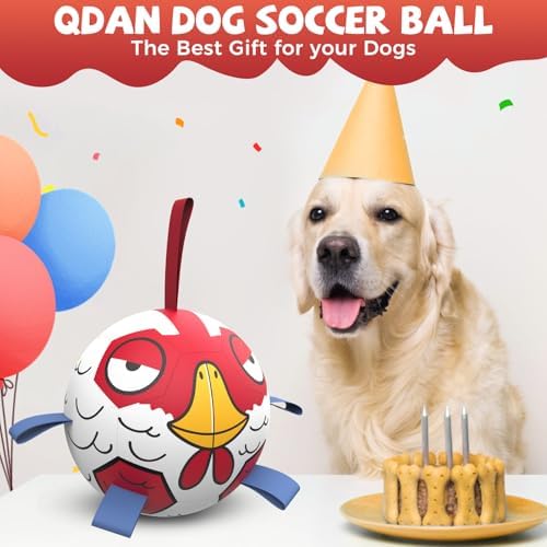 QDAN Large Dog Toys Soccer Ball, 8 Inch Herding Dog Balls for Large Dogs