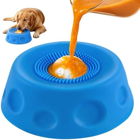 Slow Feeder Dog Bowl with Interactive Roll Ball, Anti-Slip Dog Lick Bowl