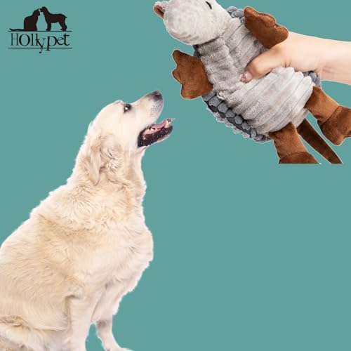Hollypet Armadillo Squeaky Puppy Dog Toys for Small Medium Dogs, 8"