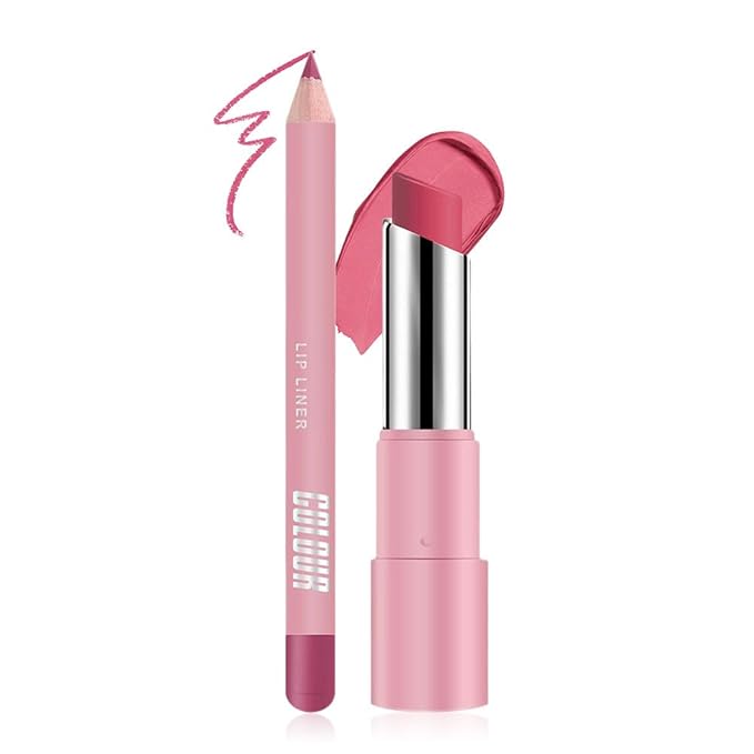 2-in-1 Rose Red Matte Lip Liner & Lipstick Combo Set,Lips Kit with Lip Liner Lip Stains Long Lasting Waterproof Smudge Proof for Older Women 24 Hours Lipliners Pencil Lipstick Makeup Gift Kit,Vegan