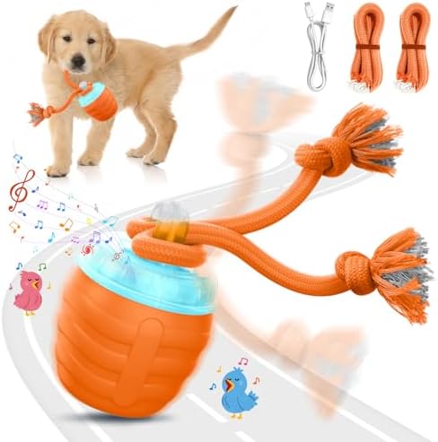 Interactive Dog Toys Ball - New Upgraded Chase Buddy Dog Toy for Medium/Large Dogs, Automatic Moving and Rolling Dogs Ball for Boredom, USB Rechargeable(Orange)