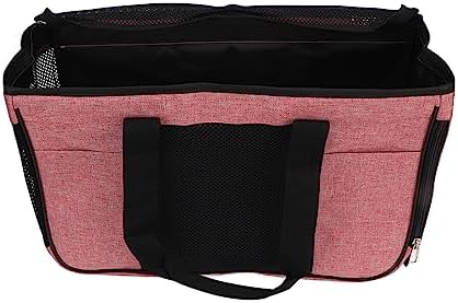 Breathable Cat Carrier with Roll - Up Door, Portable Soft Cat Travel Carrier for Small Cats and Puppies up to 7.5 kg, Oxford Cloth Pet Carrier with Double Zipper and (Pink with Black)