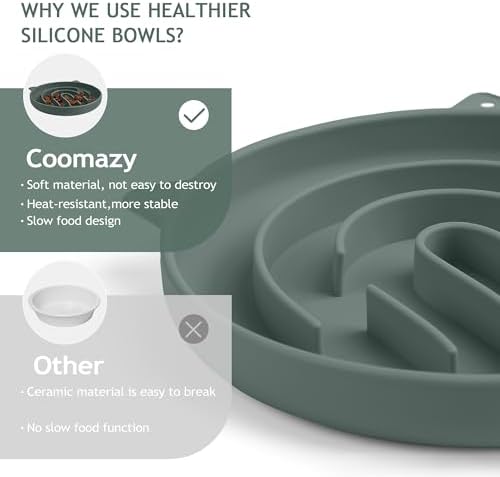 Coomazy Slow Feeder Cat Bowl Silicone Pet Puzzle Feeder for Slow Eating