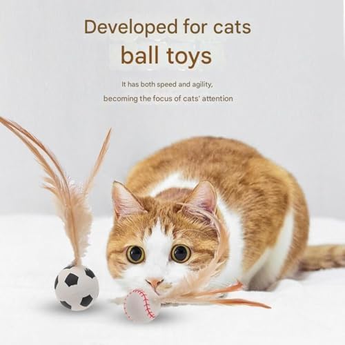 Interactive Cat Feather Ball Toys - 2025 New Elastic Bouncy Balls for Indoor Cats, Kitten Rolling Exercise Toys with Silicone Feathers, Fun & Durable Cat Toy for Play & Exercise