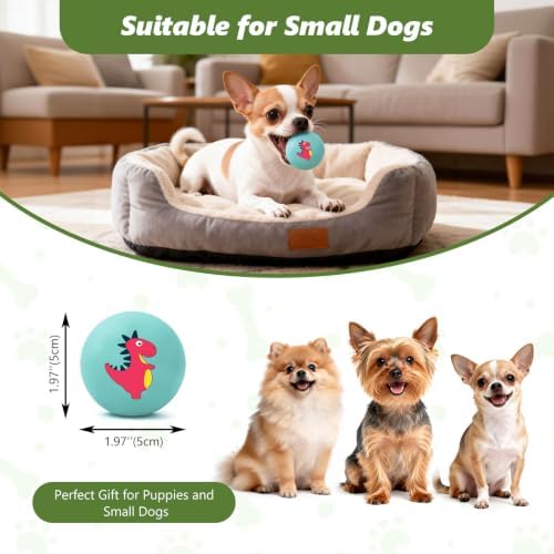 Small Squeaky Balls, [4 Pack] Soft Latex Squeaky Dog Ball Toys, Funny Dinosaur Interactive Dog Balls, Puppy Teething Chew Toys for Mini & Small Dogs (2"-Set B)