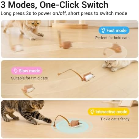 Potaroma Interactive Cat Toy Rechargeable Motion Activated Rolling Mouse