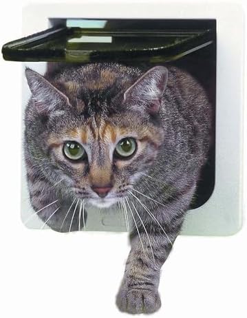 Ideal Pet Products Cat Flap Door, Small 6.25" x 6.25" Flap Size | 4 Way Lock