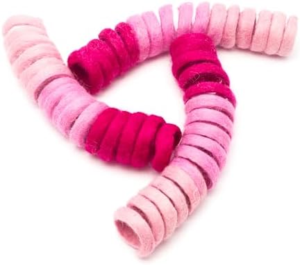 Glaciart One Felt Spring Cat Toy – 3 Pcs Soft Fuzzy Enrichment 100% Natural Wool - Interactive Stretchable Play Cat Toy Set - Safe for Pets, Non-AZO Colored Dyes - 30” Long