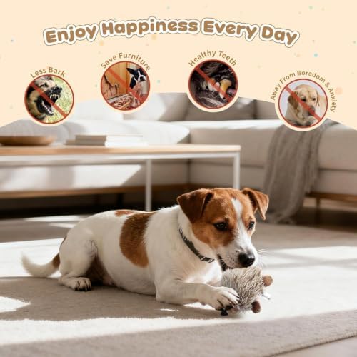 Pawaboo Hedgehog Plush Dog Toy, Squeaky Dog Chew Toy Soft Plush