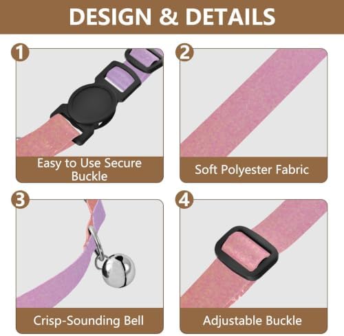 Cool Trendy Gradient Purple Puppy Collar 2 Pack Comfortable Cat Collar Adjustable Length 10.6" to 17.1"