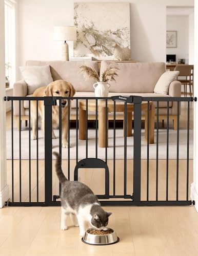 Babelio Extra Wide Baby Gate with Cat Door, CatPrivilege III, 29-55"
